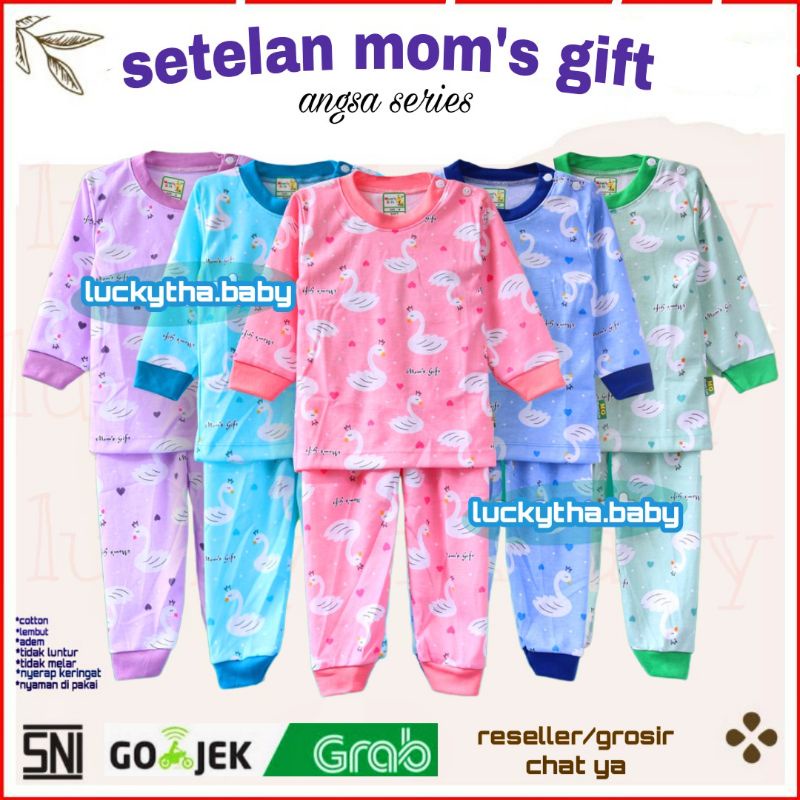 mom's gift piyama -setelan panjang anak perempuan dan laki-laki motif angsa/ setelan panjang moms gift terbaru angsa series  / piyama bayi perempuan laki-laki mom's gift