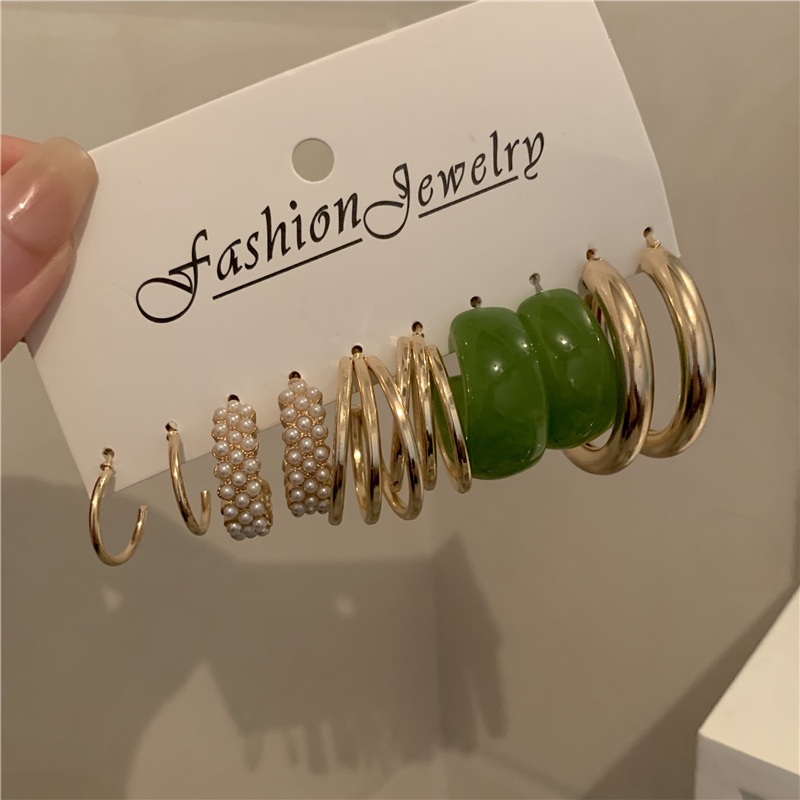 Set Anting Hoop Desain Kupu-Kupu Hati Kristal Mutiara Asetat Bahan Resin Gaya Vintage Untuk Wanita