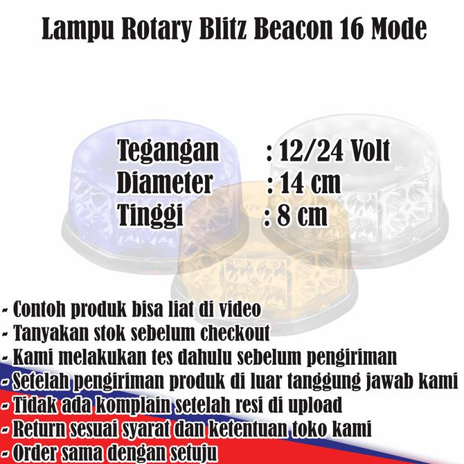 Lampu Rotary Blitz Beacon 16 Mode