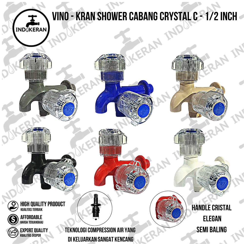 Vino - kran shower cabang crystal C - 1/2 inch