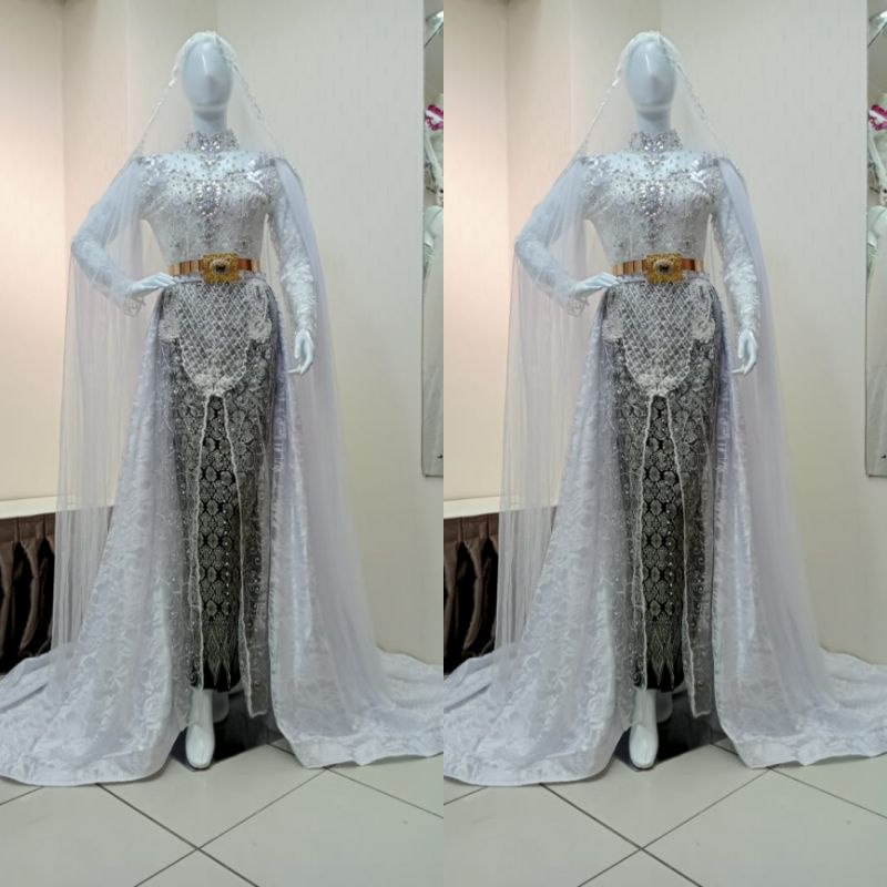 kebaya pengantin Sean dress atas bawah span belah ekor pisah)