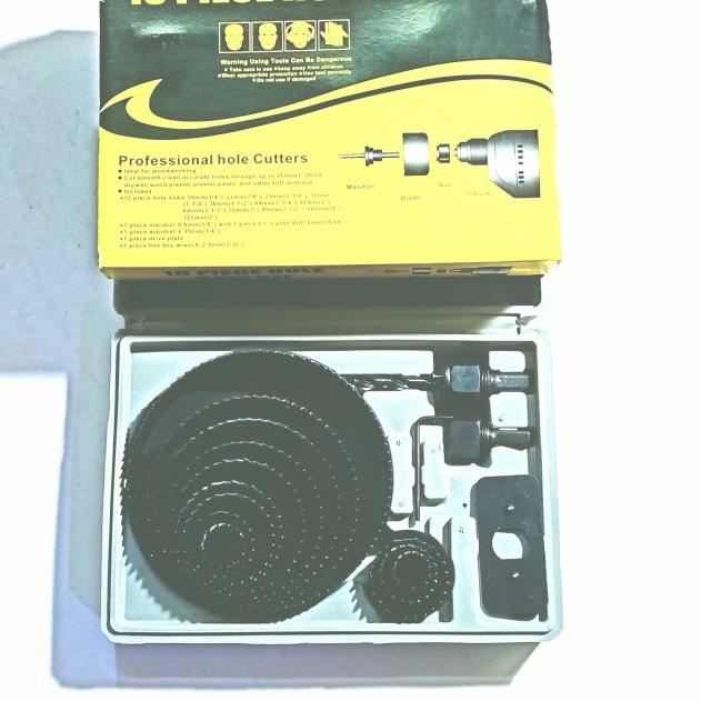 Mata Bor Hole Saw Set 16 Pcs Mata Bor Pelubang Kayu Pvc Hole saw Kit.