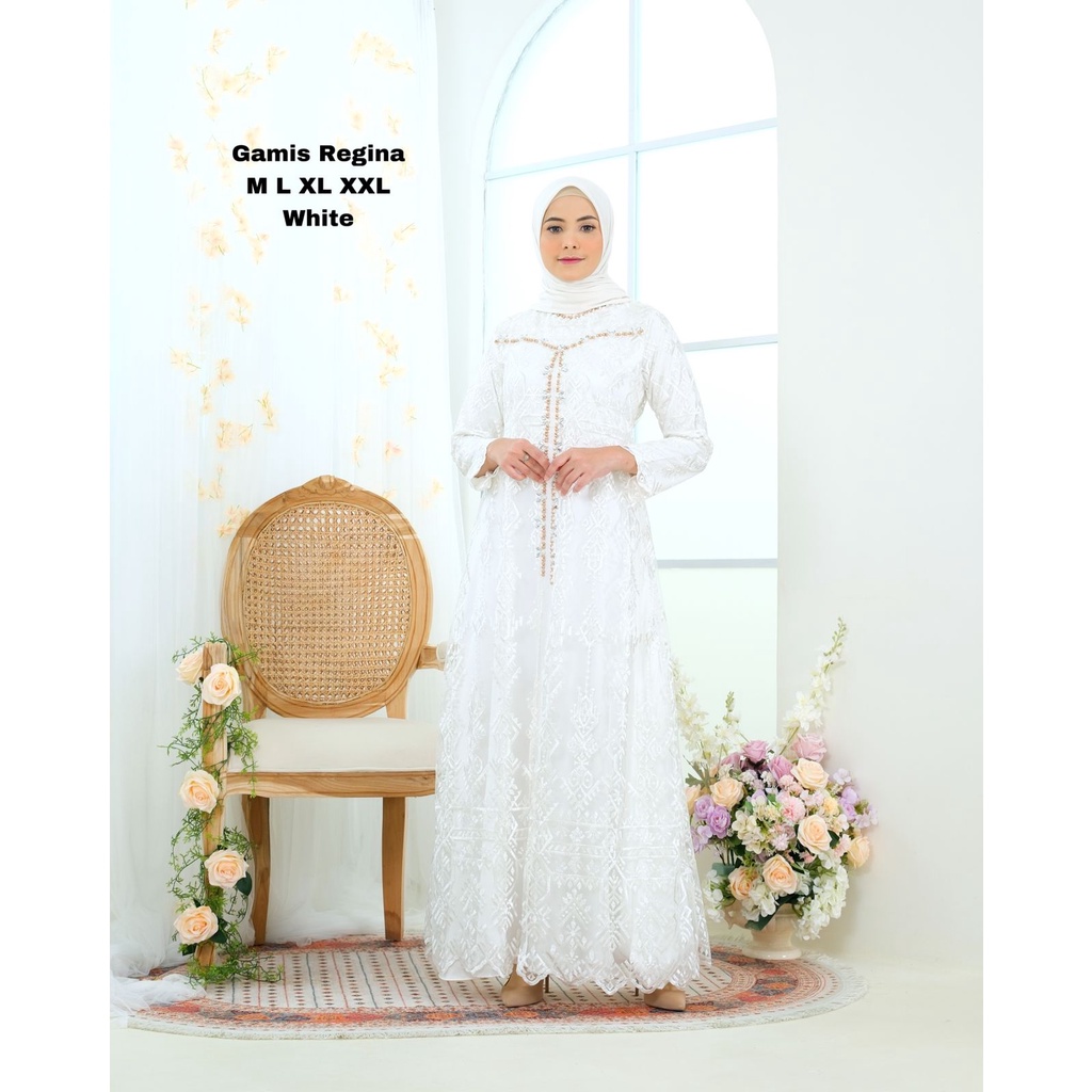 Permata Olshop / Gamis Kebaya Payet Regina NF / Kebaya Modern Gamis Brukat / Gamis Pesta Mewah / Gamis Kondangan / Gamis Payet