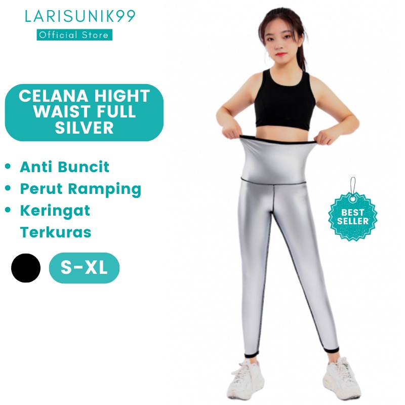 Celana Bawahan Leging Wanita Cewek Olahraga Lejing Laging Lajing  Sport Gym Fitness Workout Pembakar Lemak Paha dan Betis Original Pelangsing Manset Celana Olahraga Jumbo Full Silver Panjang Premium Import Original