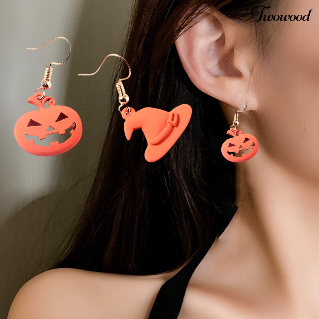 1 Pasang Anting Desain Ilustrasi Halloween Bahan Alloy