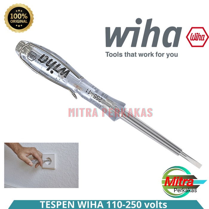 Obeng Tespen WIHA 110-250 V Obeng Tespen AC WIHA Abu Abu Single Pole