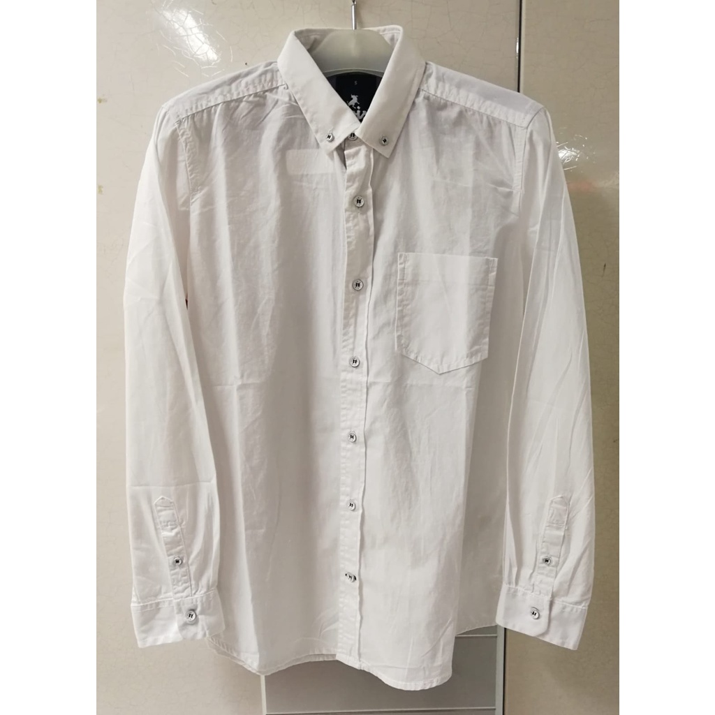 Kemeja Cowok Lengan Panjang Polos Putih Lois S-XL [KB4385]
