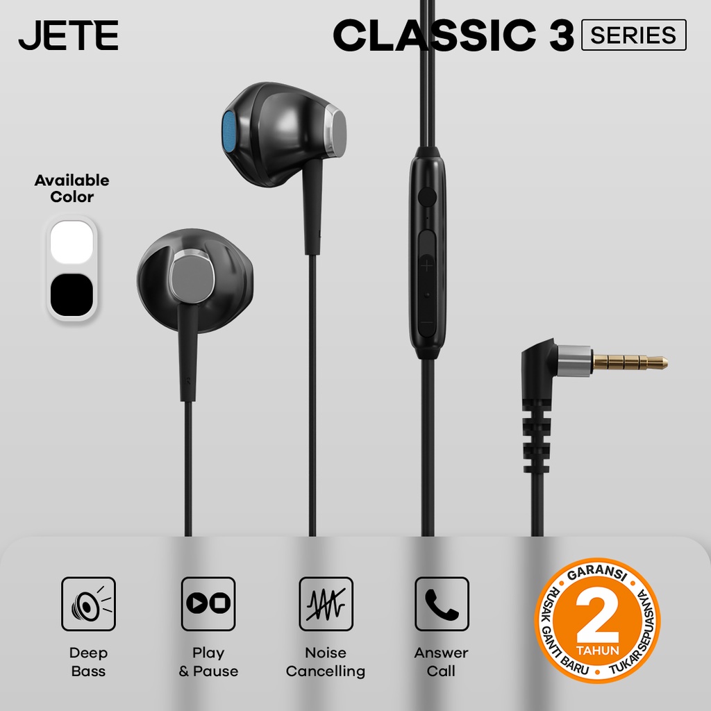 Headset Earphone | Earphone | Handsfree JETE Classic 3  Type L - Garansi Resmi 2 Tahun