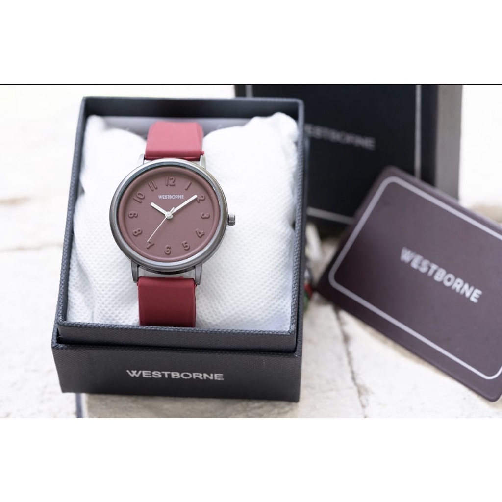 BEST SELLER JAM TANGAN WANITA WESTBORNE M65 TALI RUBBER BODY BULAT DM 3.5CM FREE BOX &amp; BATERAI || JAM TANGAN FASHION WANITA JAM TANGAN CEWEK MURAH