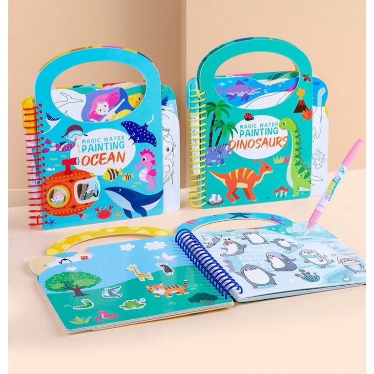 magic water painting and activity book / buku mewarnai dan aktivitas anak