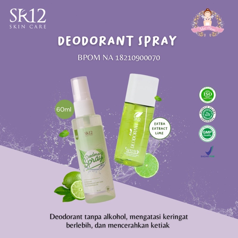 SR12 Deo Spray Deodorant Tanpa Alkohol Dan Pewangi Aman Untuk Anak Dan Remaja Penghilang Bau Keringat Badan Tak Sedap SR12 Ori BPOM