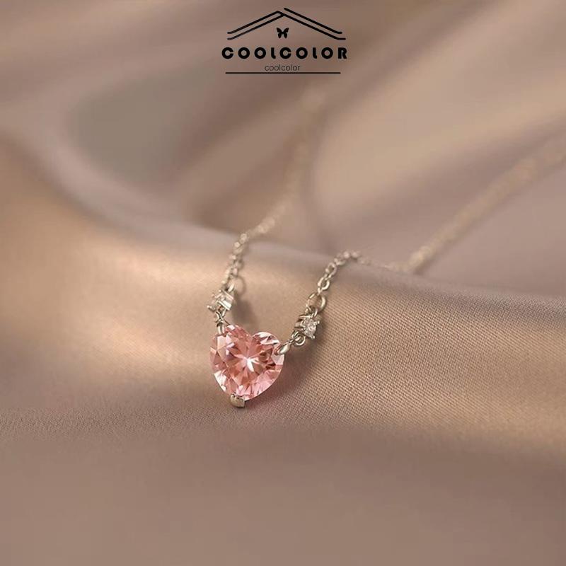 COD❤️kalung cinta mewah yang manis dan ringan  kalung liontin zirkon  desain niche wanita- cl