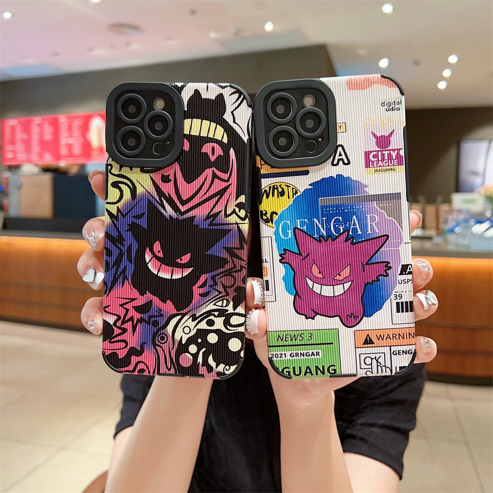 Case Motif Gengar Untuk iPhone 14 / 13 / 12 / 11 Pro Max 14 Plus 11 Pro 7 8 Plus X Xs Max XR