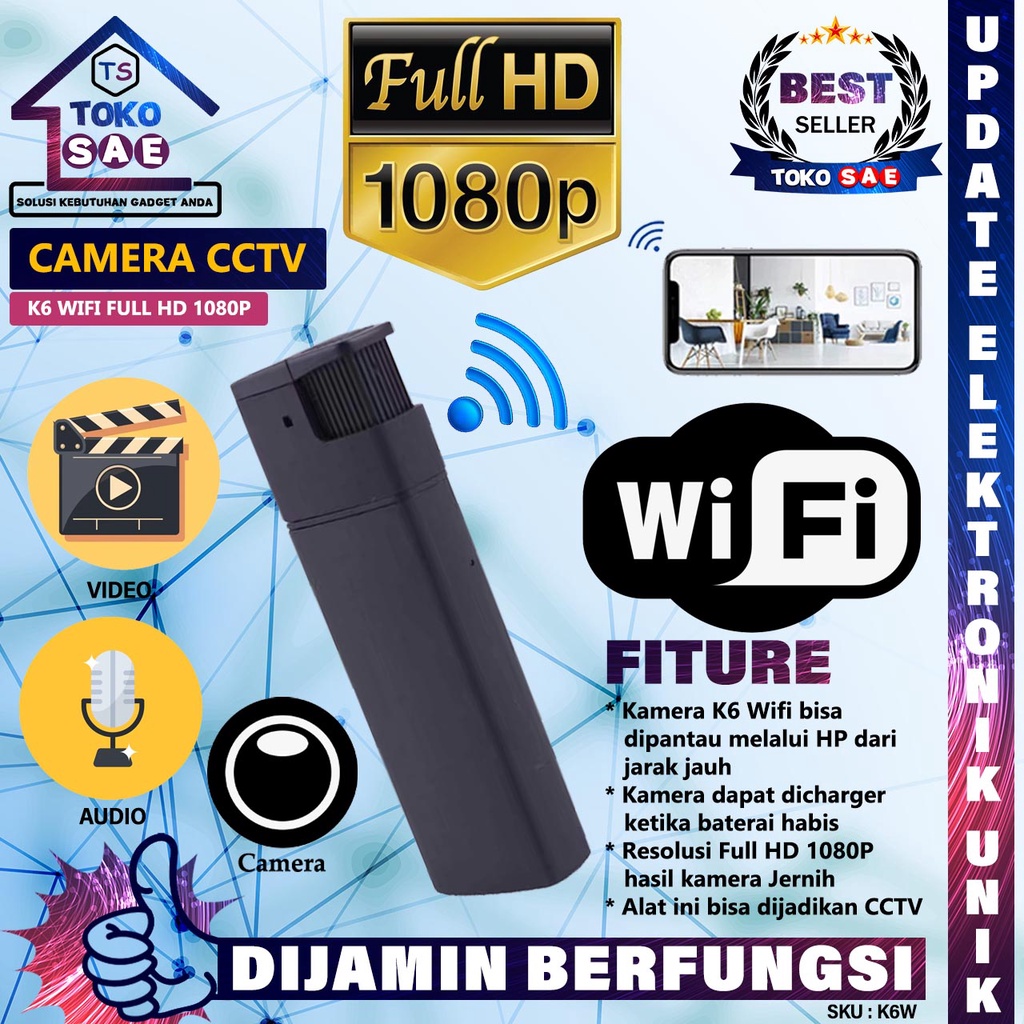 Spy Camera Pengintai Mini Model Pemantik Korek Api Elektrik Lighter K6 Wifi Full HD 1080P 4K Hidden 