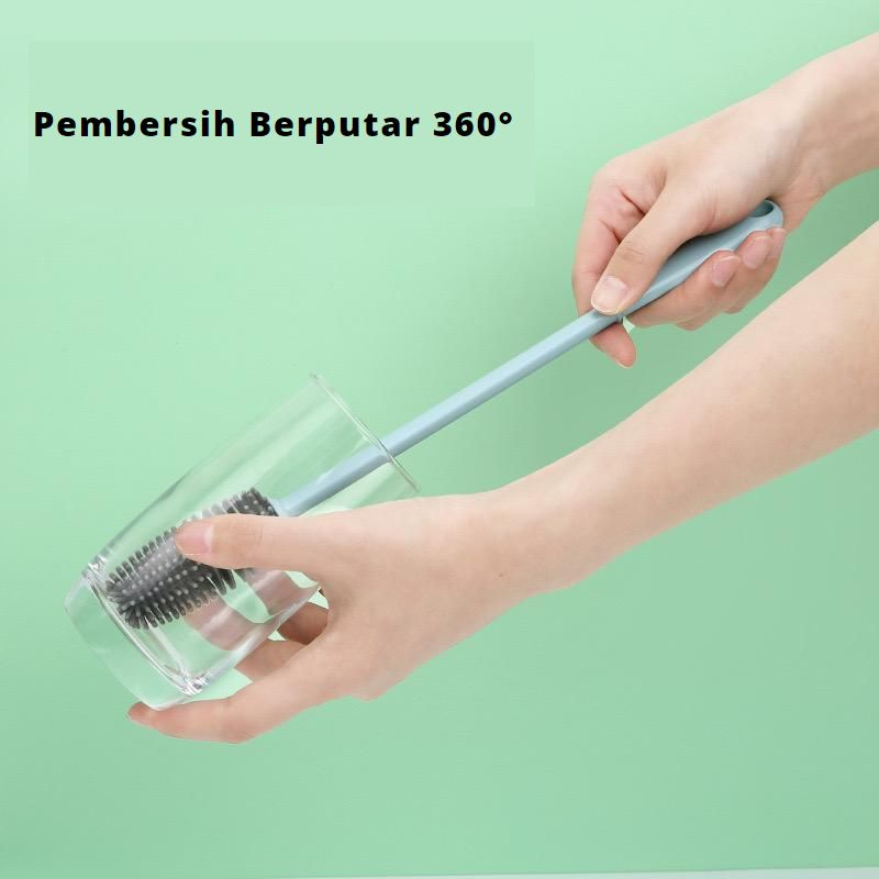 LEXJAKARTA  Sikat Pembersih Botol Dan Gelas Silikon Sikat Botol Gelas Gagang Panjang Silicone Brush Sikat Pembersih