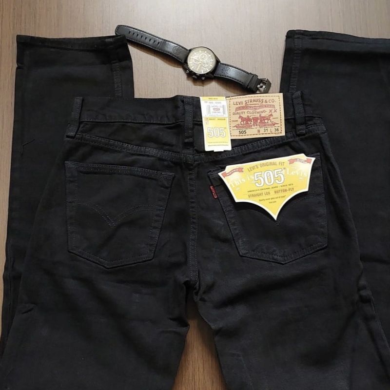 celana panjang pria dewasa - CELANA LEVIS PRIA ORIGINAL 501 ASLI - LEVIS 505 REGULER FIT / JEANS STANDAR HITAM PEKAT BISA COD ATAU BAYAR D TEMPAT / Levis reguler levis 501 original pria reguler / celana jeans pria levis standar reguler