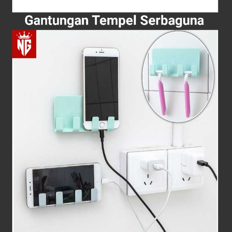 Gantungan HP Dinding 4 Hook Serbaguna Rak Gantung Tempel Dinding Kuat Tempat Gantungan Rak Gantung K