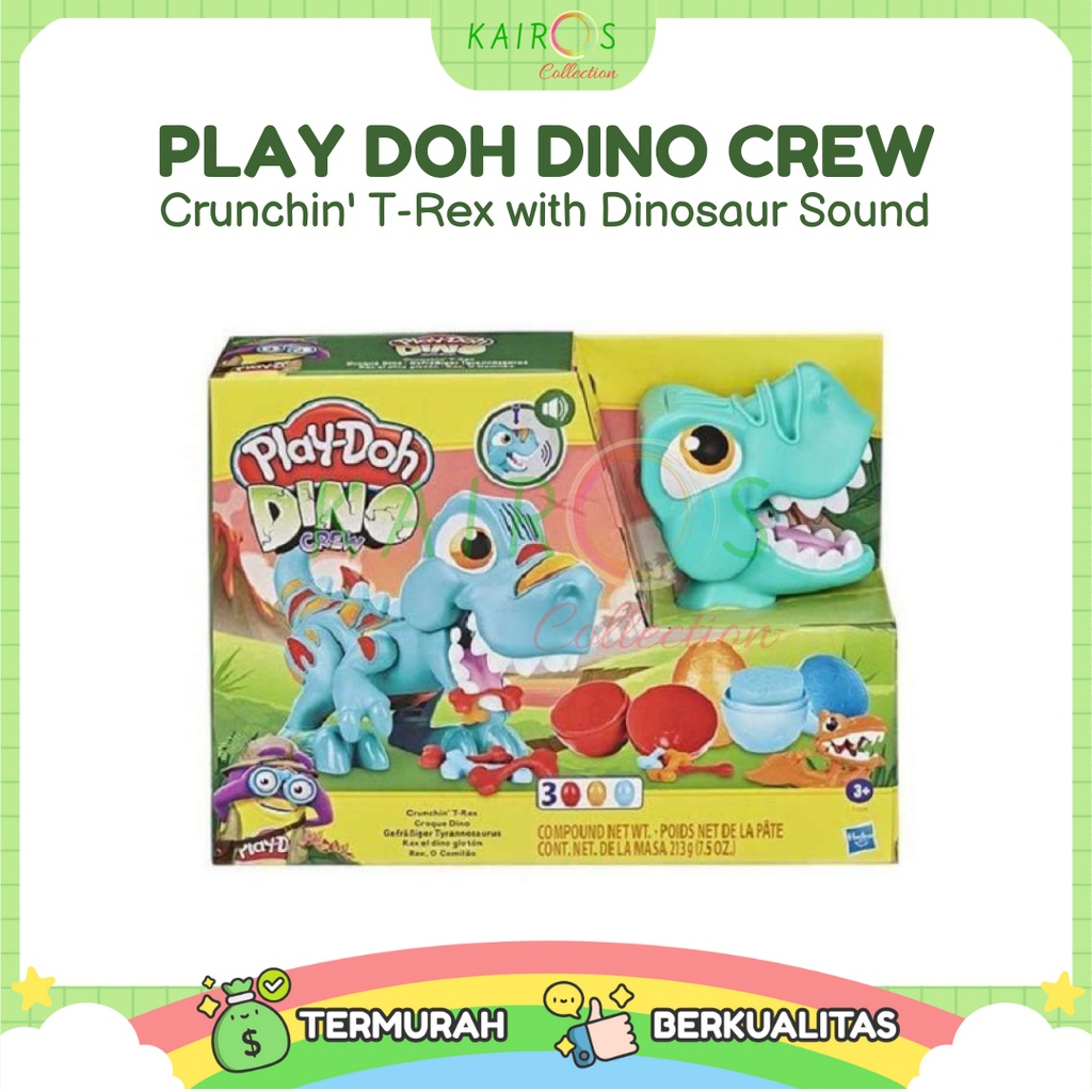 Play Doh Dino Crew Crunchin' T-Rex with Dinosaur Sound &amp; 3 PlayDoh Egg Mainan Anak Dinosaurus