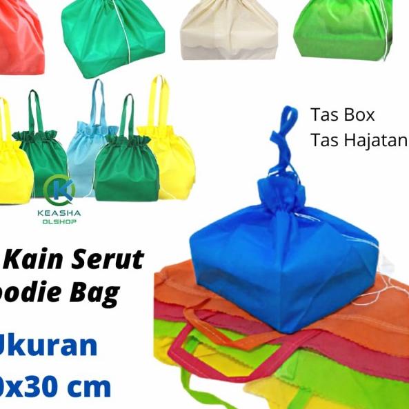

Tas Spunbond Serut Tas kain Serut Goodie Bag Polos Ukuran 30 x 30 Cm - Orange