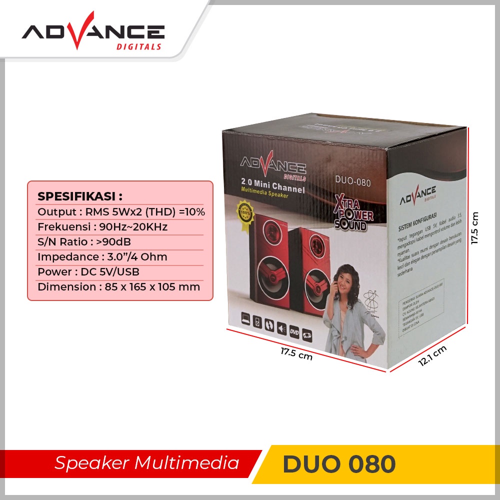 ADVANCE Multimedia Speaker PC Notebook Laptop Duo080 | Garansi Resmi Advance 1 Tahun