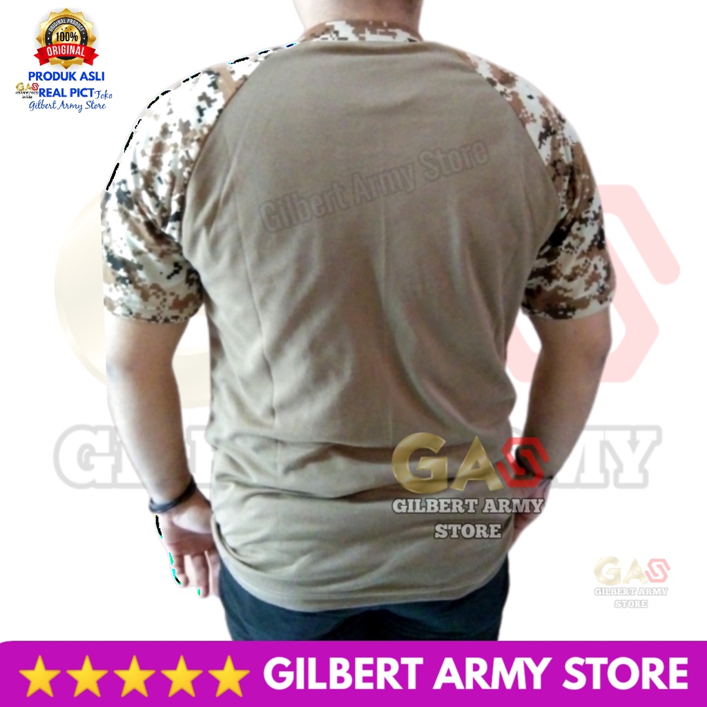 GILBERT ARMY STORE Kaos Reglan Pendek Variasi Loreng Indonesia Army Tan Gurun Digital Desert