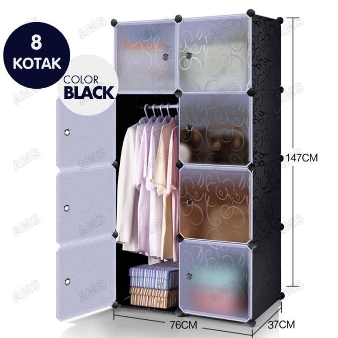 

Lemari pakaian rak serbaguna susun plastik lemari baju stock ready