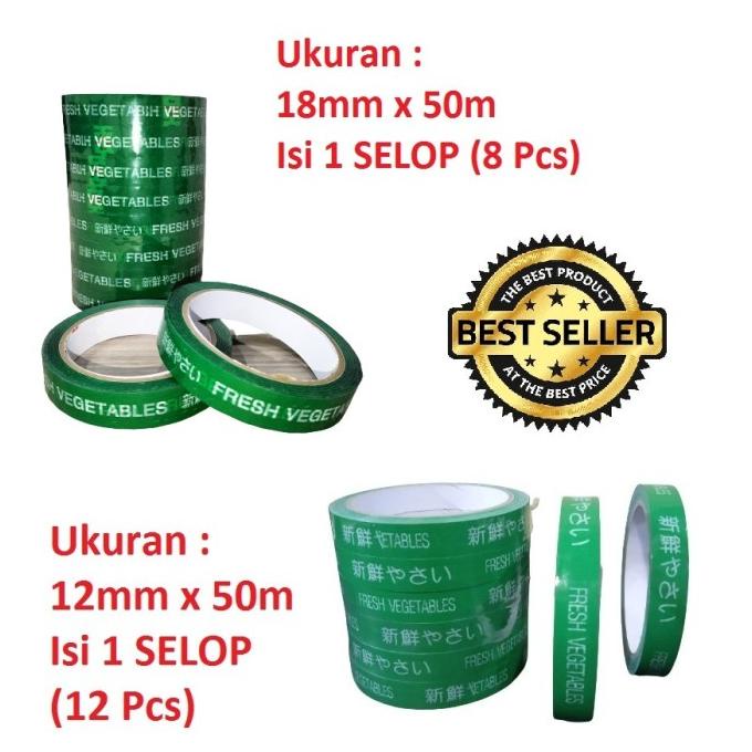 

Lakban Solasi Sayur Fresh 12mm & 18mm x 50 M 1 Selop / Isolasi Sayur MURAH