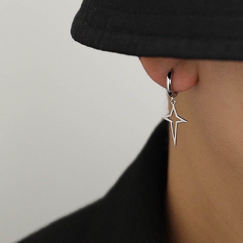 We Flower Anting Hoop s925 Silver Model Bunga Hollow Gaya Punk Untuk Pria Dan Wanita