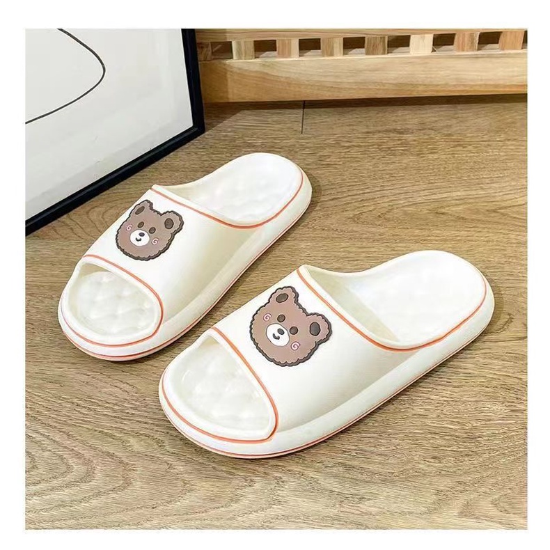 Gobra ♕ SA021 Sandal Empuk EVA Import Sendal Rumah Motif Bear Petak Petak Cute Fashion Korea Wanita Bahan Rubber Anti Sakit