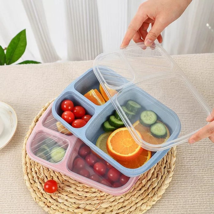 Tempat Makanan Kotak Bekal Plastik Lunch Box Bento Korea Microwavable