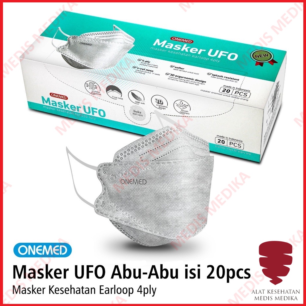 Masker UFO 4PLY OneMed Isi 20 Medis Earloop Debu Karet Telinga Face Mask Disposable Kesehatan 4 PLY