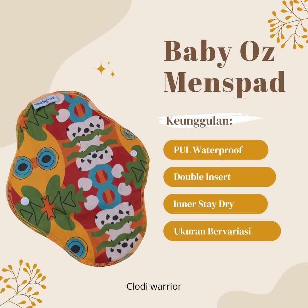 MENSPAD BABY OZ (BELLE OZ)- Motif | Pembalut kain wanita cuci ulang Mensped sehat alami