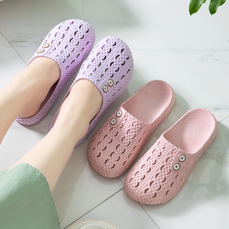 𝐄𝐁𝐒 ✅ SA017 Sandal EVA Import Motif Polos Lubang Lubang Sepatu Sendal Slop Santai Wanita Karet Rubber Empuk Fashion Korea