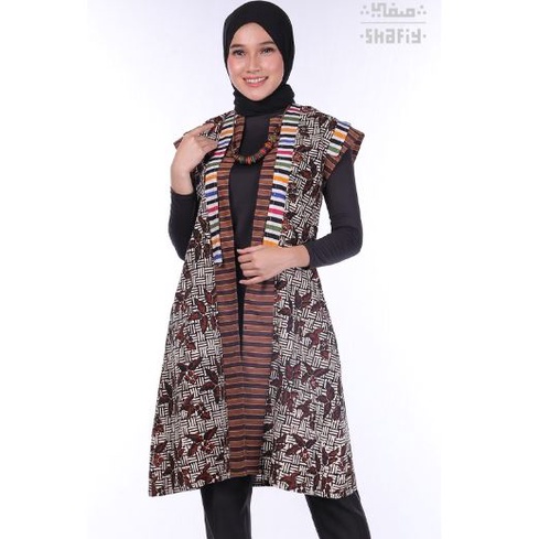 Kiona Outer Gamis Batik Shafiy Original Modern Etnik Jumbo Kombinasi Polos Tenun Terbaru Dress Wanita Big Size Dewasa Kekinian Cantik Kondangan Muslim XL