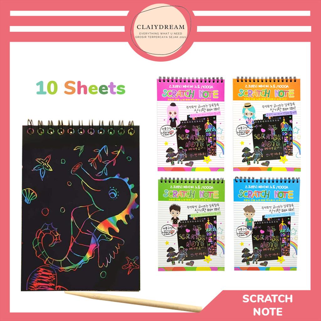 

CLAIYDREAM SCRATCH NOTE PAPER RAINBOW /BUKU GAMBAR TULIS ANAK PELANGI