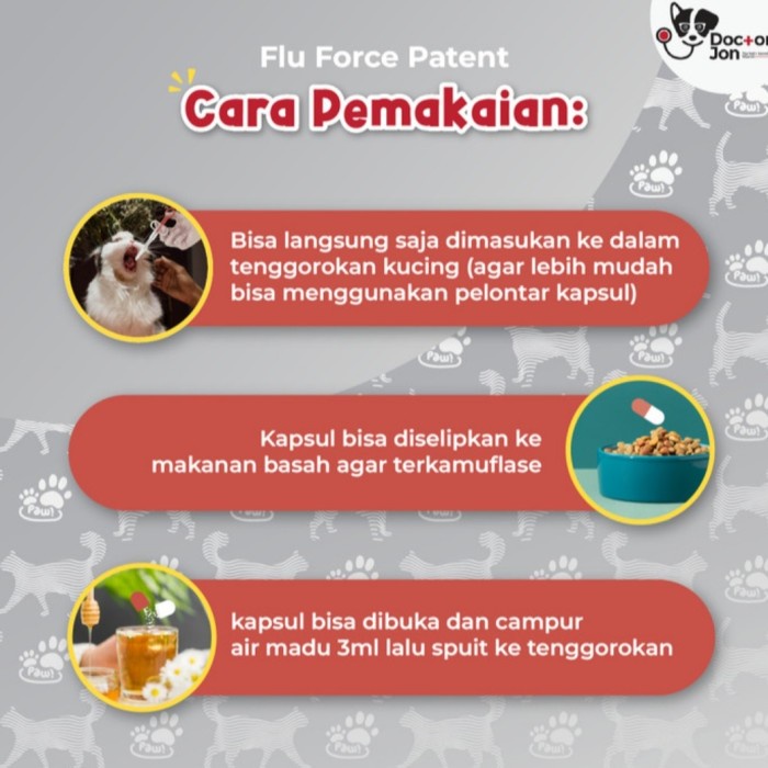 VITAMIN DR JON FLU FORCE PATENT Vitamin kucing batuk pilek obat sakit