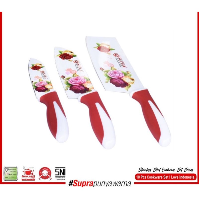 alat masak satu set supra - panci dan pisau satu set merk supra