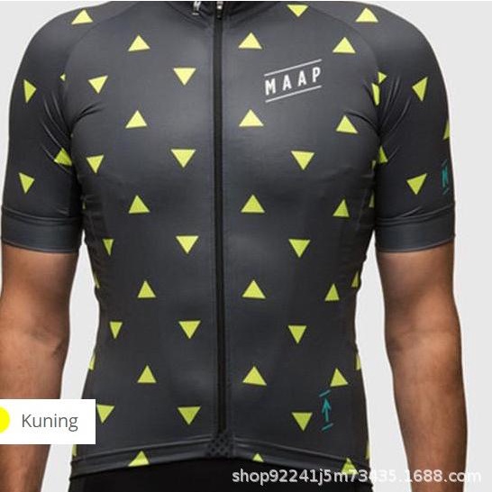 Baju Jersey Cycling Sepeda Import Premium MAAP Motif Unique II - Kuning, XL