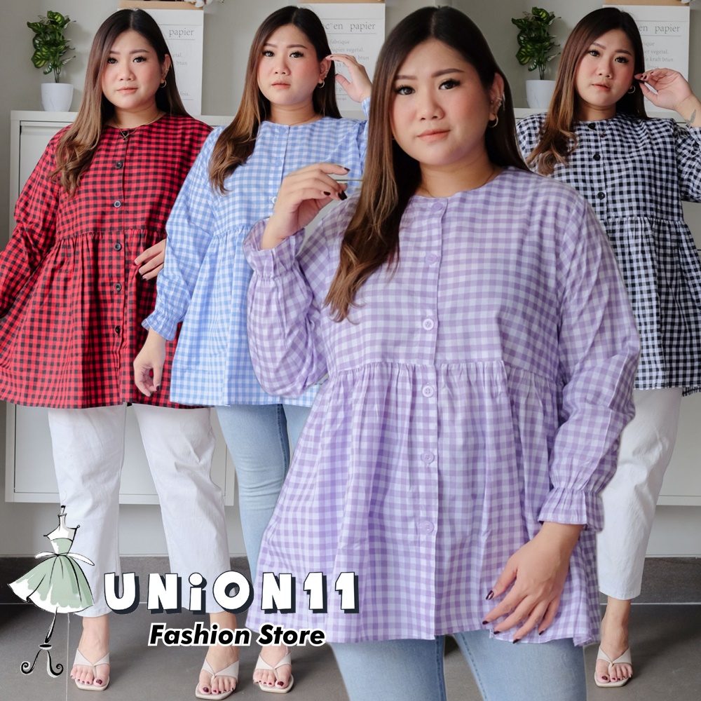 UNION11 - ATASAN JUMBO WANITA LD 120 / BAJU JUMBO WANITA / BAJU KERJA WANITA / BLOUSE JUMBO WANITA / ATASAN JUMBO XXXL WANITA / KEMEJA JUMBO WANITA MUAT BB 80 KG TANGO