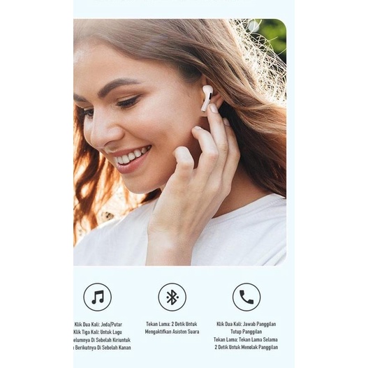 ROBOT TWS Bluetooth Headset Airbuds T50 - Putih