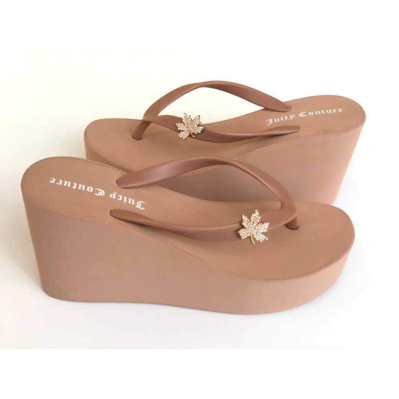 SANDAL JEPIT JUICY COUTURE WEDGES PIN LEAVES / RIBBON