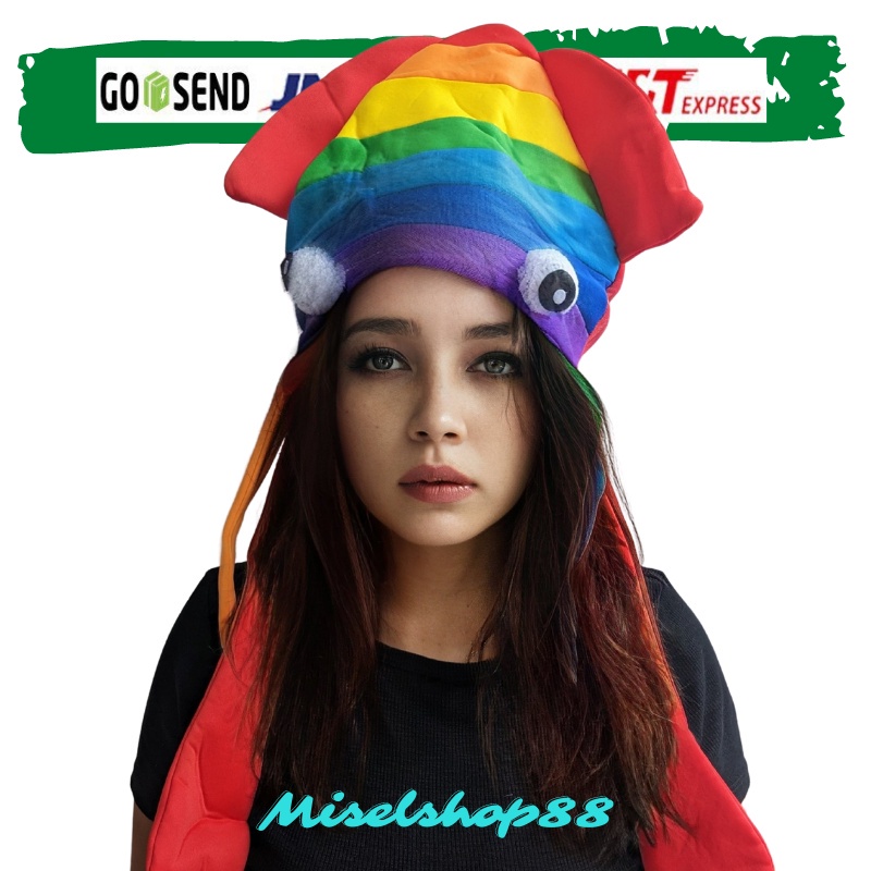 Topi cumi squid gurita hat halloween cosplay anime