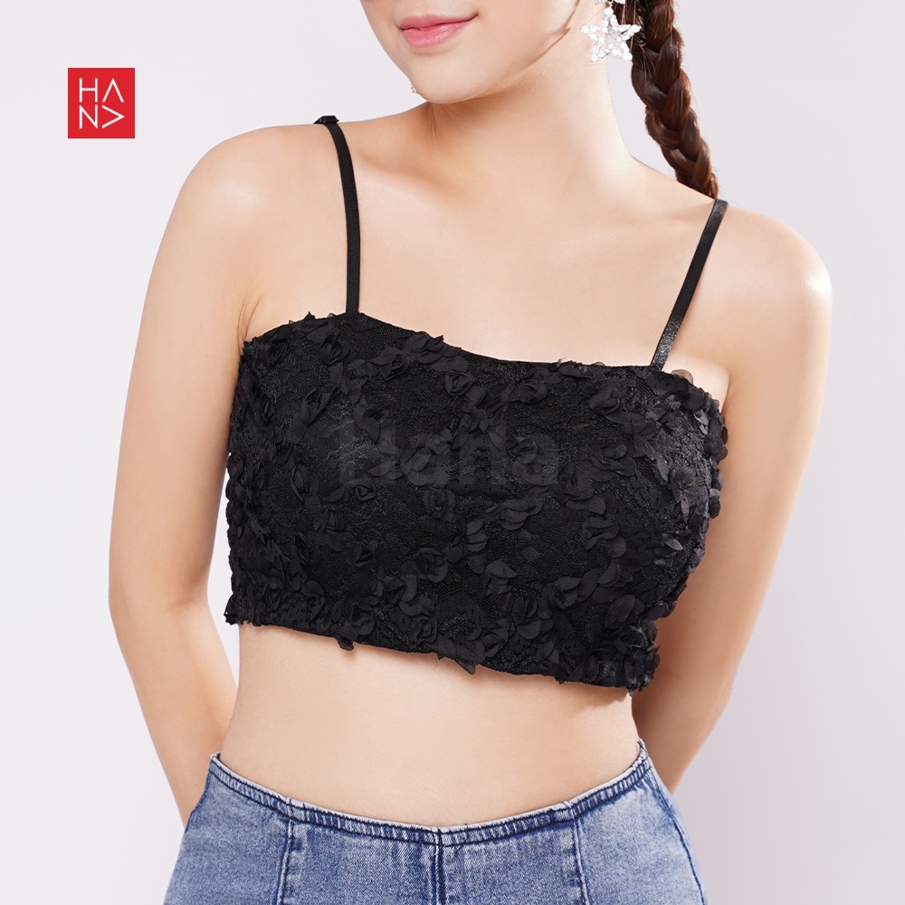 Hana Fashion - Brenda Crop Tank Top Renda with Cup - TT381