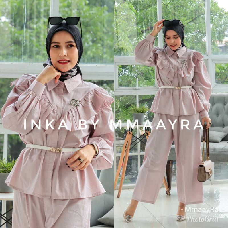 inka by mmaayra setelan wanita terbaru setelam atasan dan celana poplin premium ootd hijab baju terb
