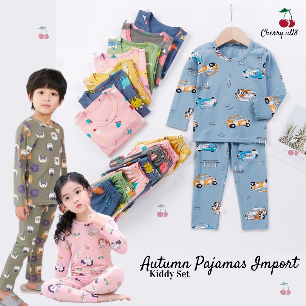 Cherry COD Setelan Baju Tidur Anak Lengan Panjang / Piyama Anak Lengan Panjang PY42