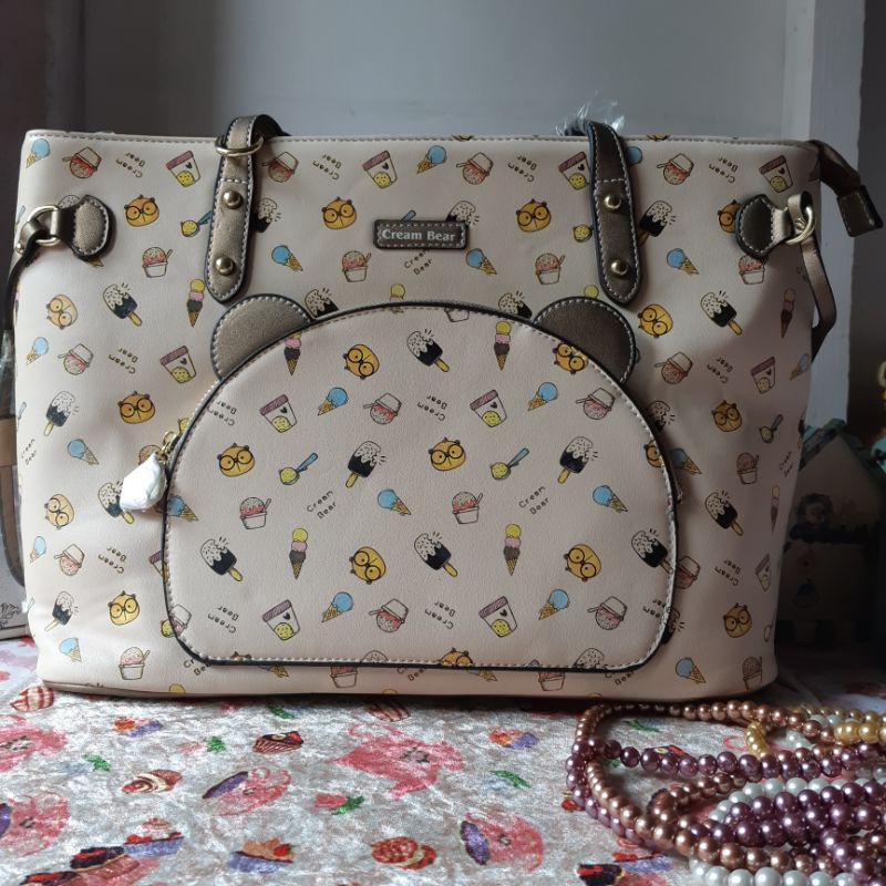 ayobelilagi - tas cream bear tas teddy tas bear tas beruang tas wanita