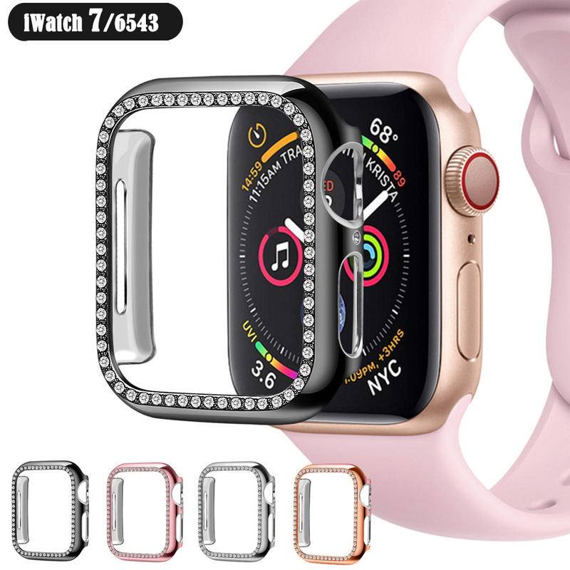 Cover Pelindung bumper Hias Berlian Bling Untuk Apple Watch Seri 8 7 6 5 4 3 2 1 SE2 45mm 41mm 42mm 40mm 38mm