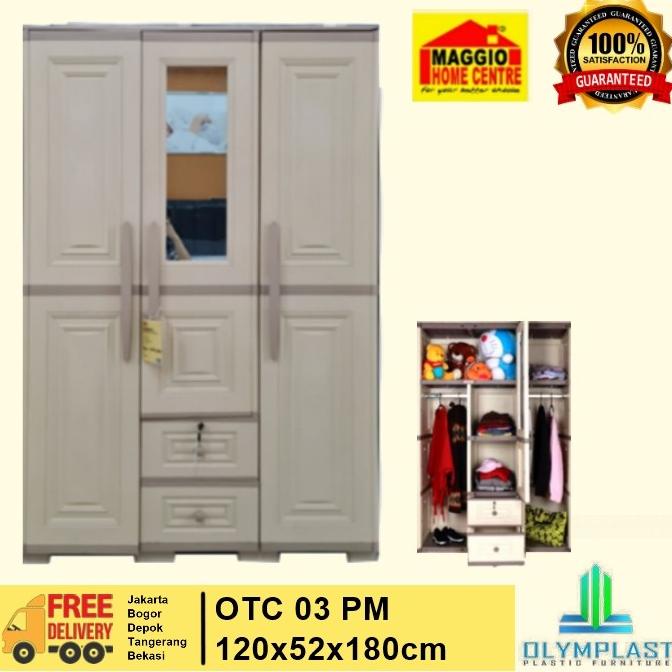 

Olymplast Lemari Pakaian anti Banjir Plastik 3 Pintu OTC Modern stock ready