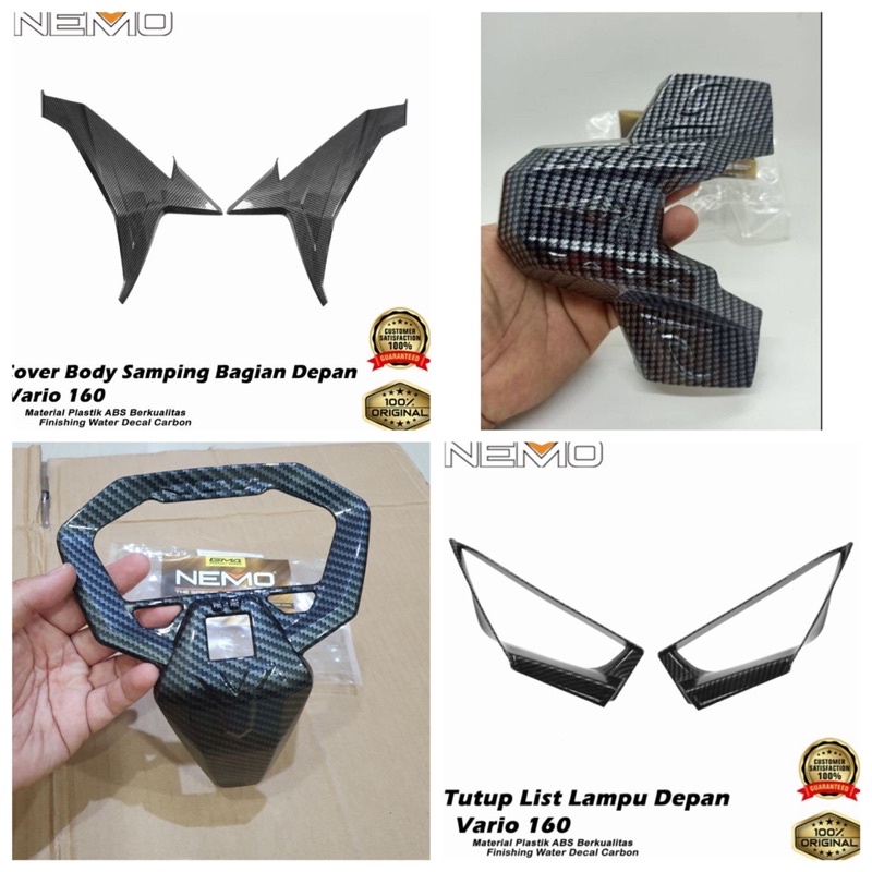 CARBON NEMO VARIO 160 NEW COVER SPEDO COVER BAWAH LAMPU STOP LIST LAMPU DEPAN COVER BODY SAMPING