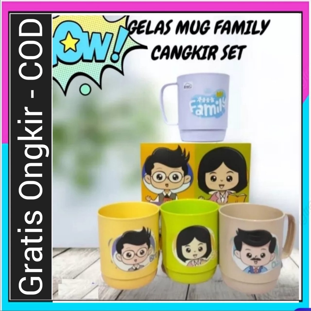 Mug Family Gelas set Family isi 4